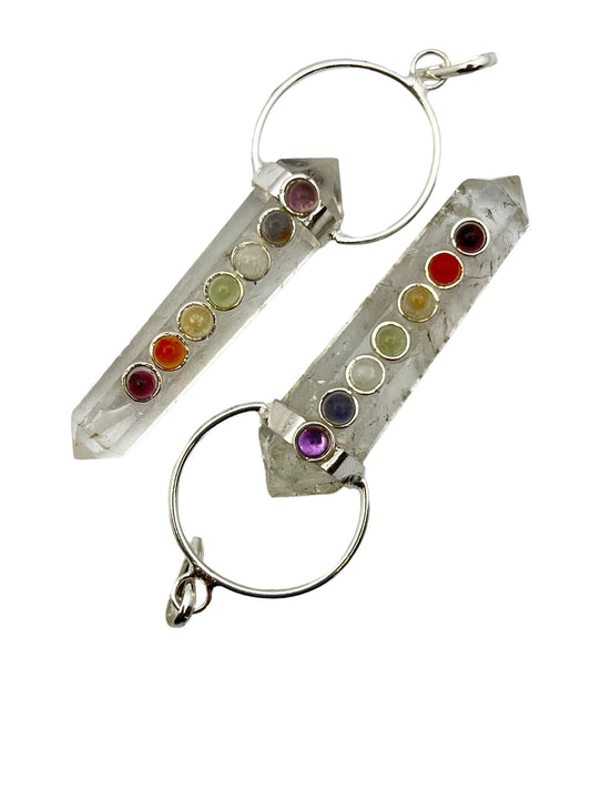 Chakra Double Terminated Bow Pendant - Crystal Quartz (2-Pack)