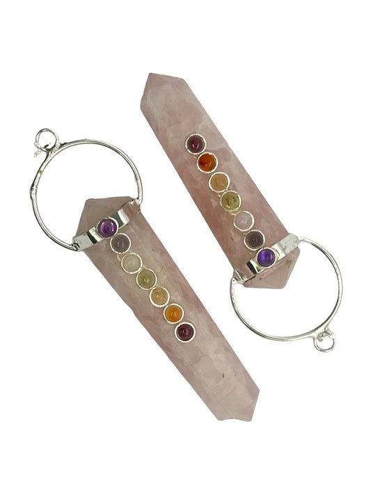 Chakra Double Terminated Bow Pendant - Rose Quartz (2-Pack)