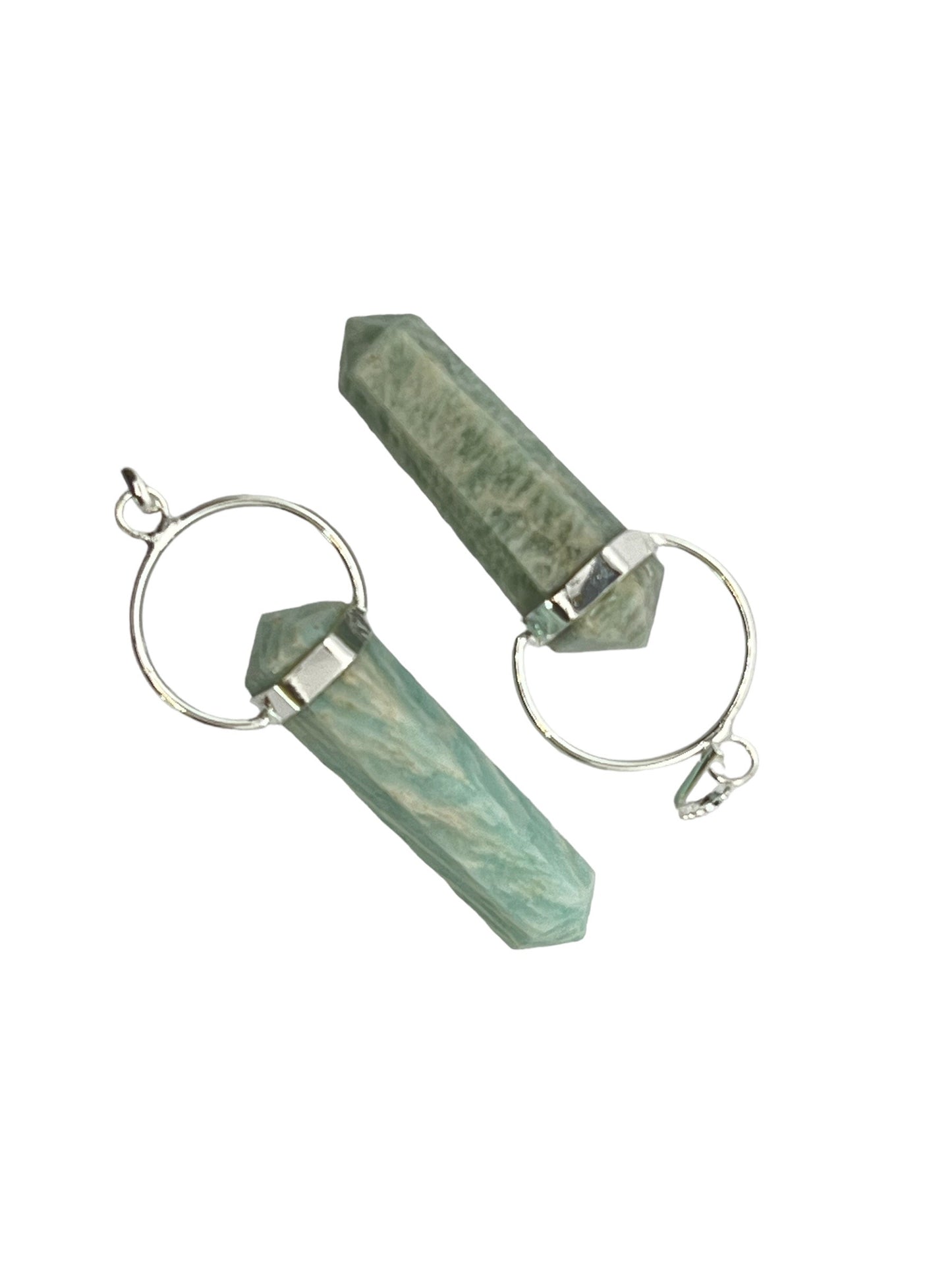 Gemstone Double Terminated Point Sloped Bow Pendant - Amazonite (2-Pack)