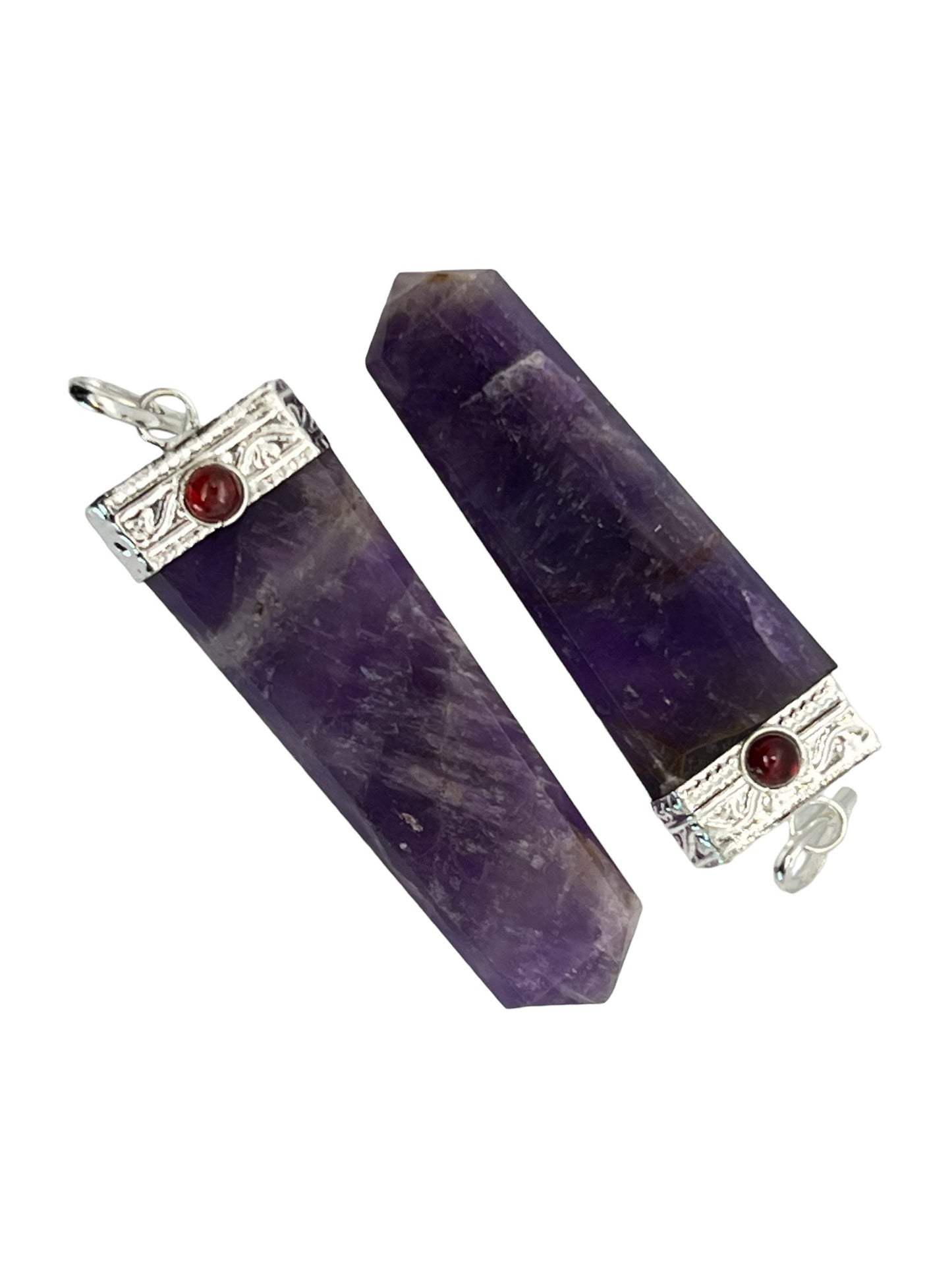 Gemstone Flat Point Garnet Pendant - Amethyst (12-Pack)