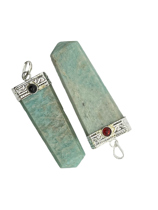 Gemstone Flat Point Garnet Pendant - Amazonite (2-Pack)