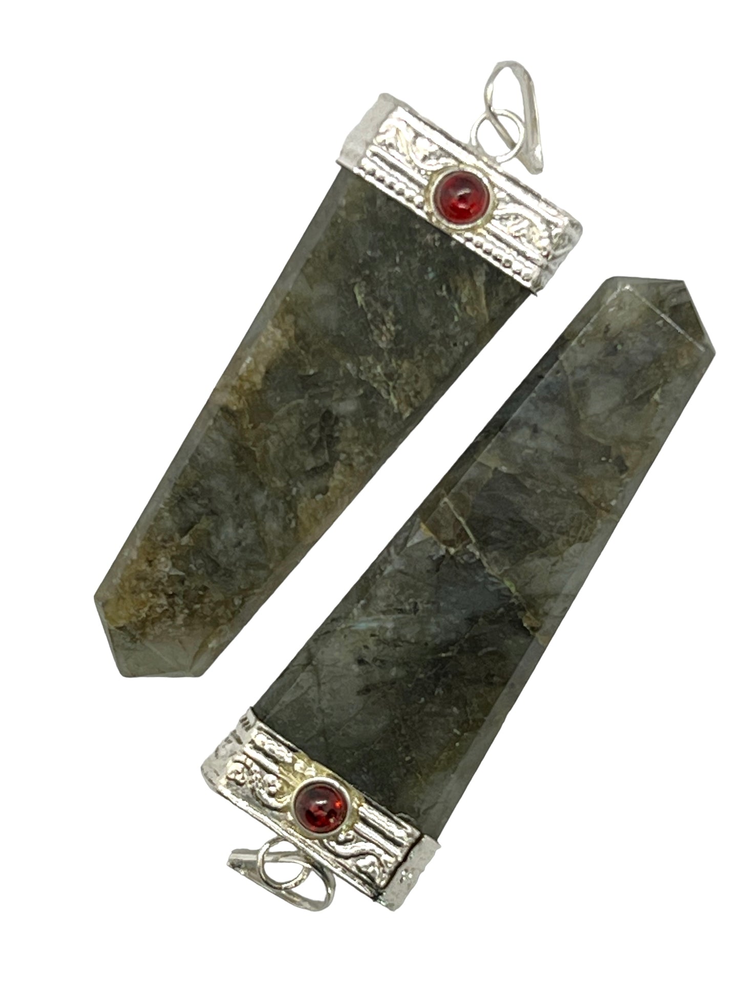Gemstone Flat Point Garnet Pendant - Labradorite (12-Pack)