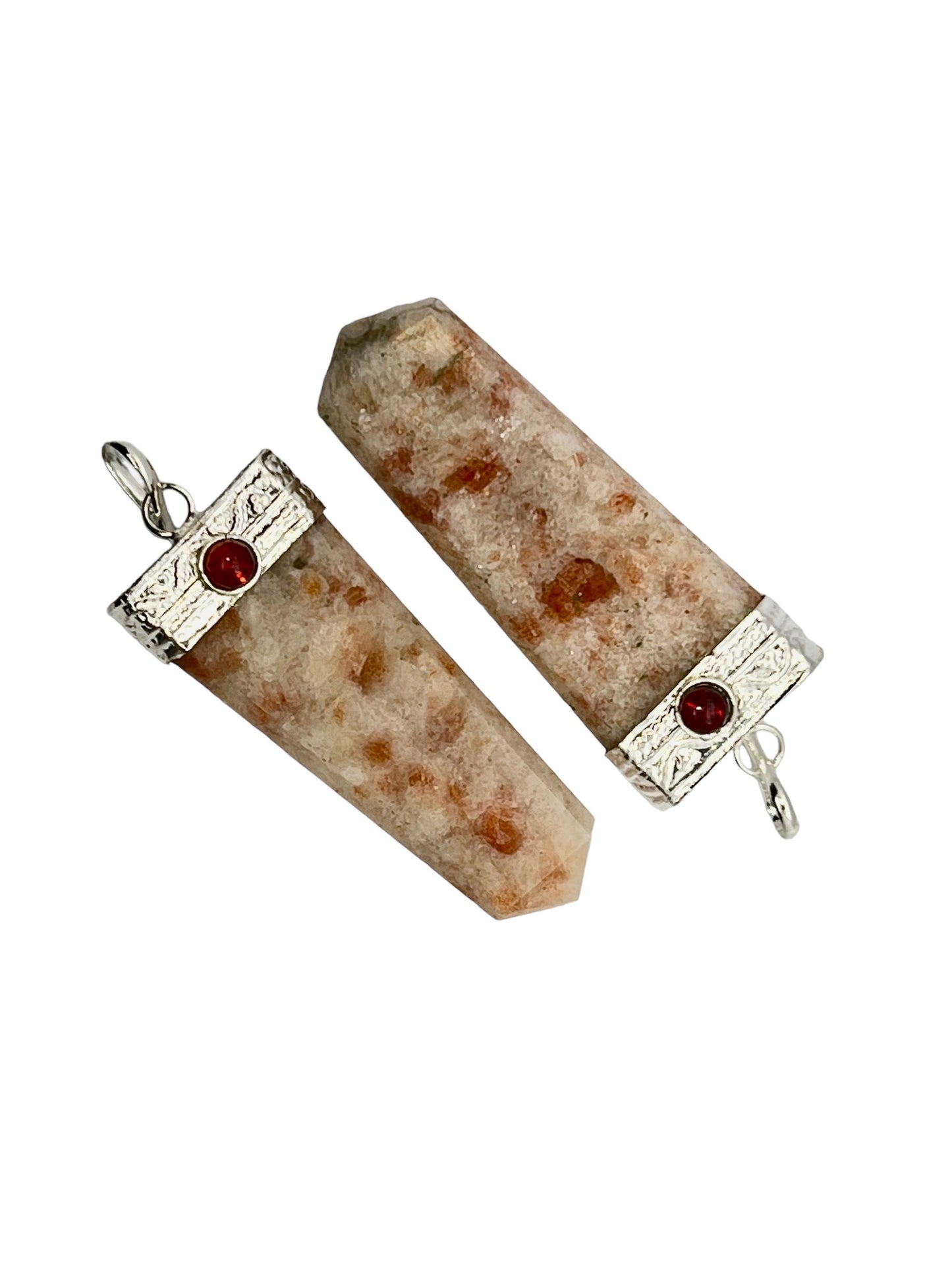 Gemstone Flat Point Garnet Pendant - Sunstone (12-Pack)
