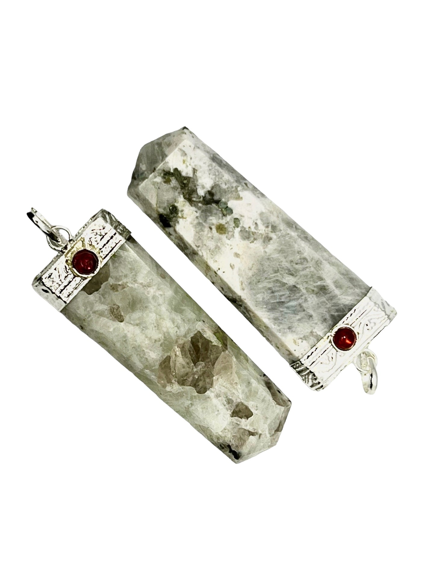 Gemstone Flat Point Garnet Pendant - Moonstone (12-Pack)