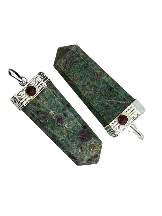 Gemstone Flat Point Garnet Pendant - Ruby Zoisite (12-Pack)