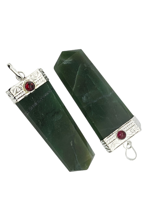 Gemstone Flat Point Garnet Pendant - Green Aventurine (12-Pack)