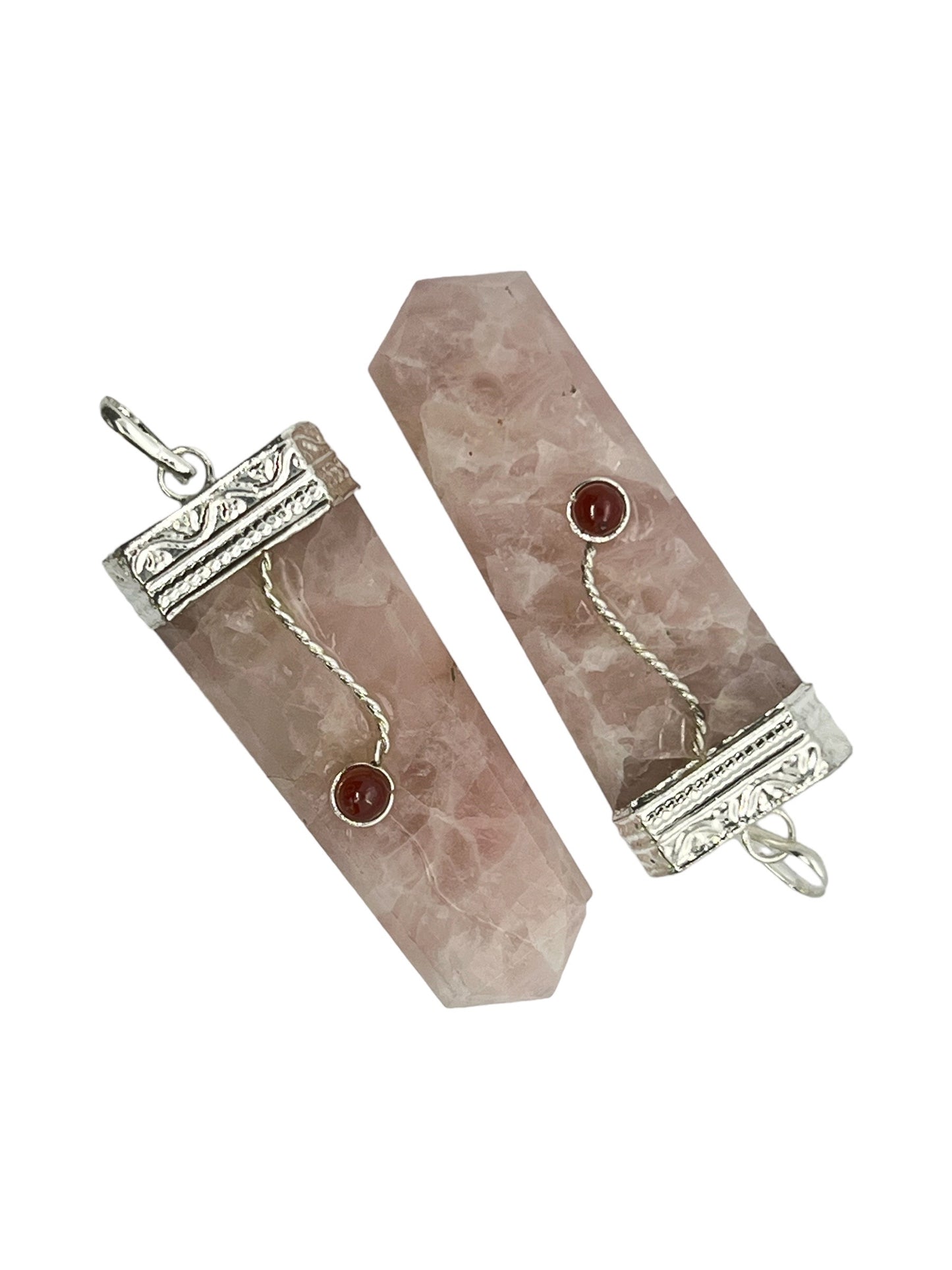 High Grade Gemstone Flat Pendant - Rose Quartz (12-Pack)