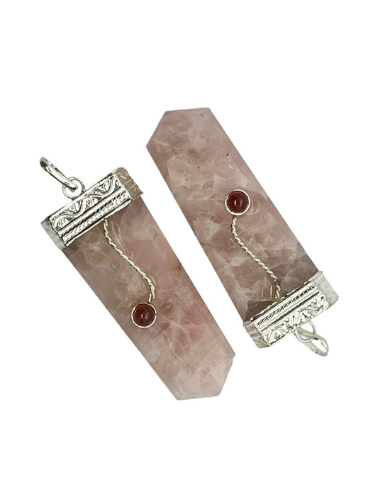 High Grade Gemstone Flat Pendant - Rose Quartz (12-Pack)
