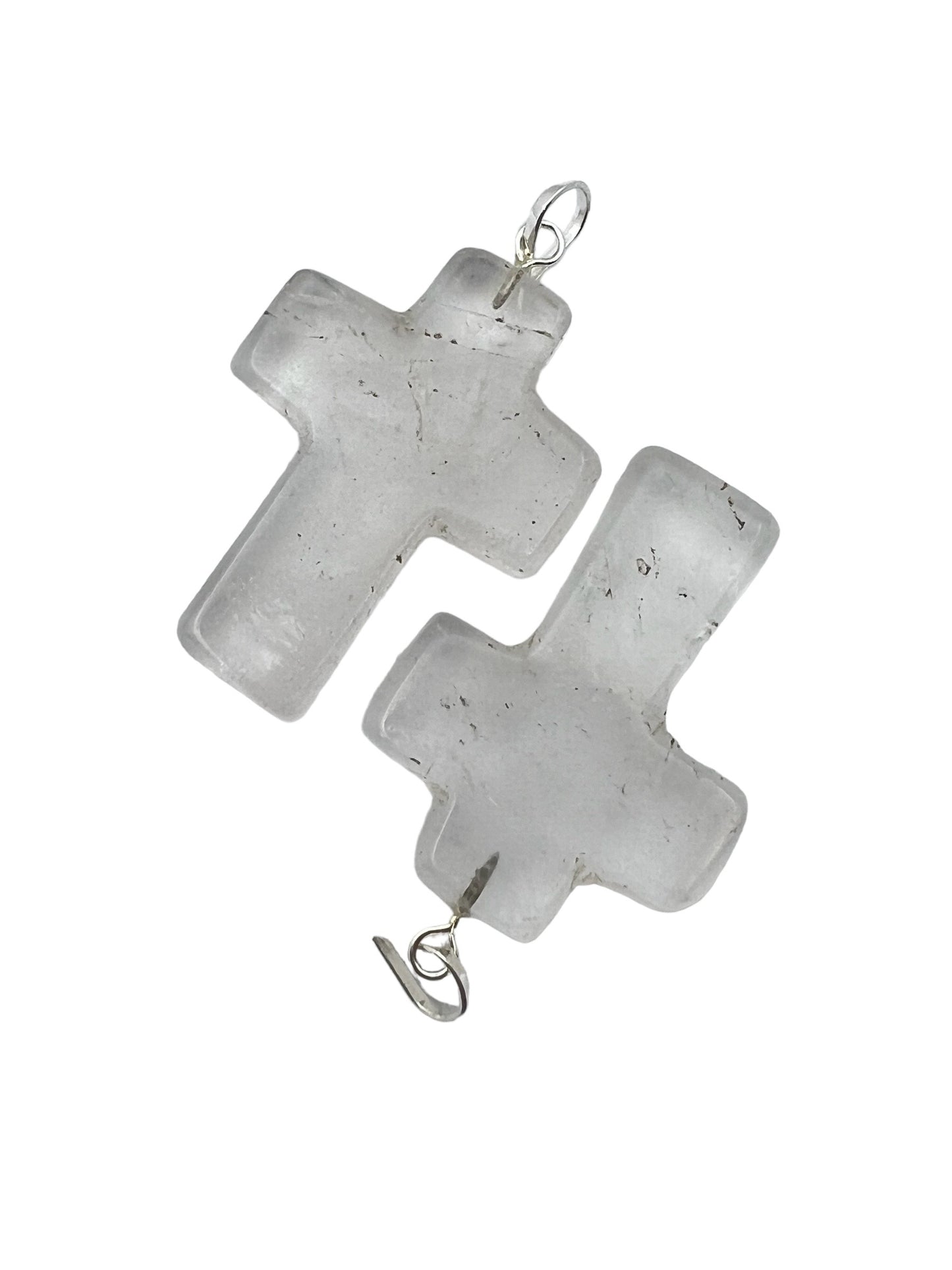 Gemstone Cross-Shaped Pendant - Crystal Quartz (2-Pack)