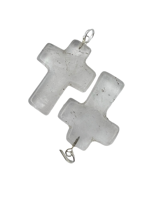 Gemstone Cross-Shaped Pendant - Crystal Quartz (2-Pack)