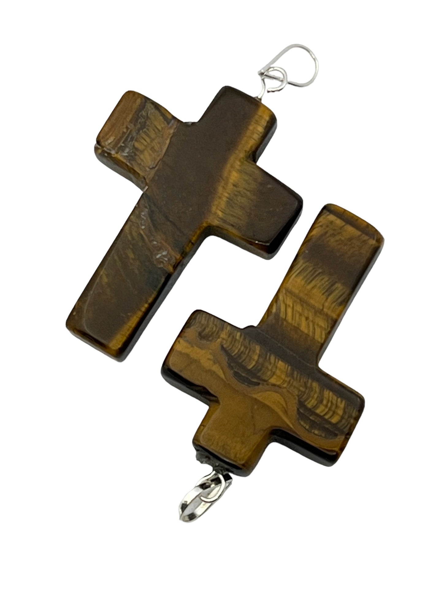 Gemstone Cross-Shaped Pendant - Tiger Eye (2-Pack)
