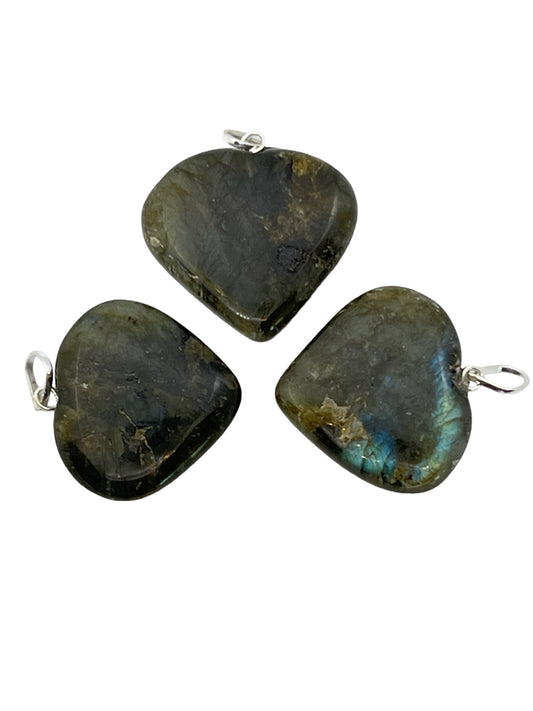Puffy Heart-Shaped Pendant - Labradorite (12-Pack)