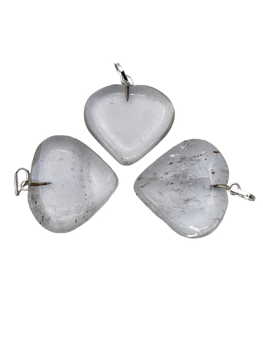 Puffy Heart-Shaped Pendant - Crystal Quartz (12-Pack)