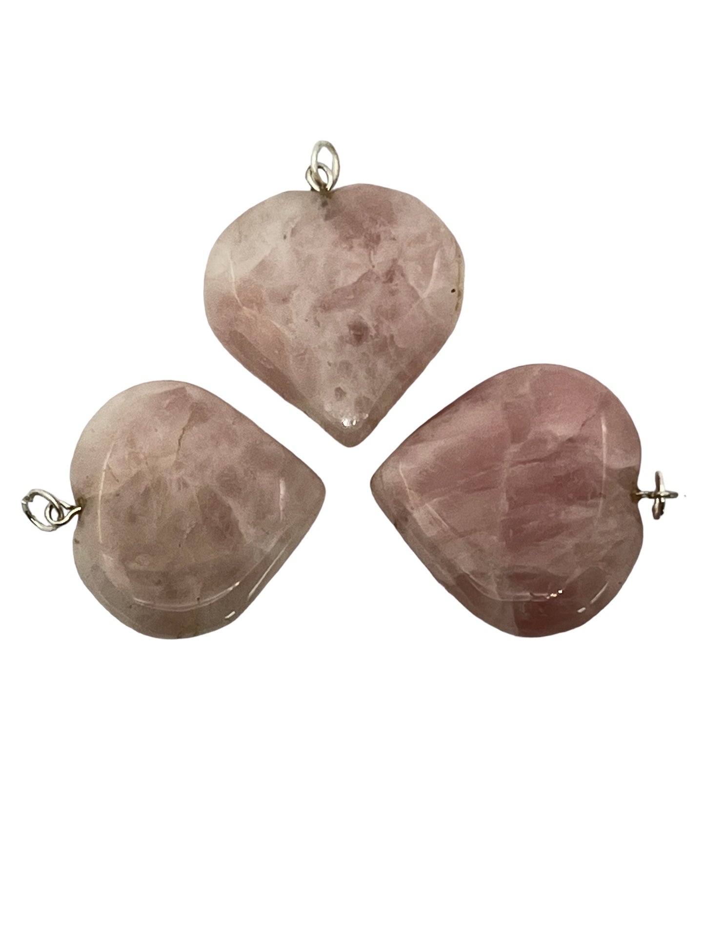 Puffy Heart-Shaped Pendant - Rose Quartz (12-Pack)