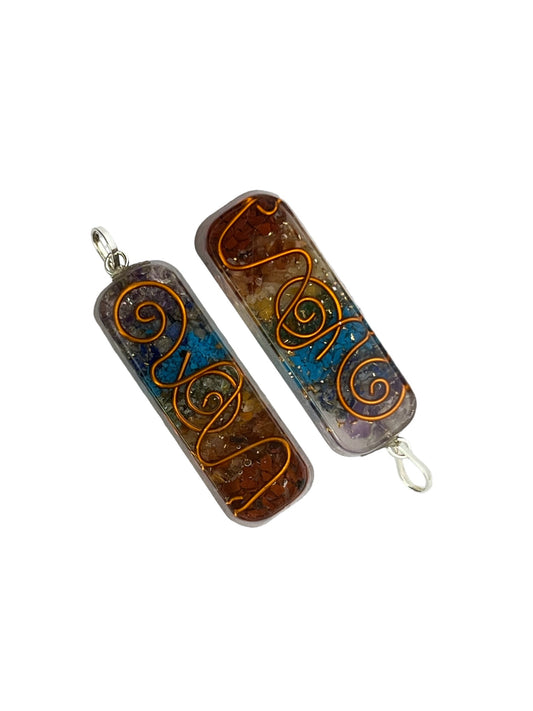 Chakra Layered Cubed Orgone Pendant (2-Pack)