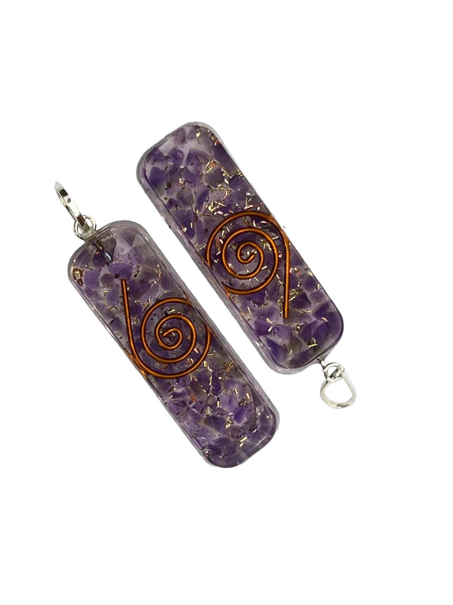 Long Cube Shaped Orgone Pendant - Amethyst (12-Pack)