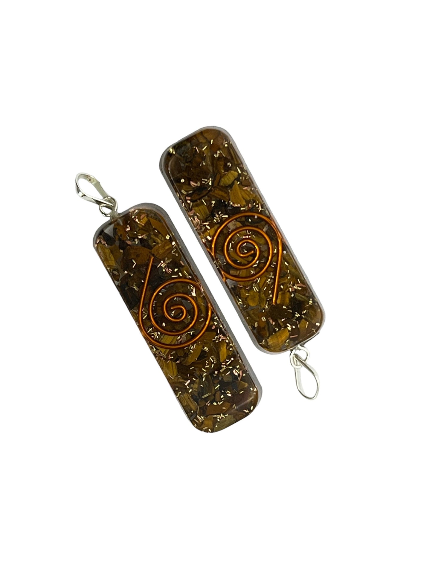 Long Cube Shaped Orgone Pendant - Tiger Eye (12-Pack)