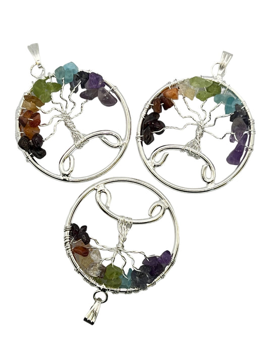 7-Chakra Stone Tree Of Life Pendant (2-Pack)