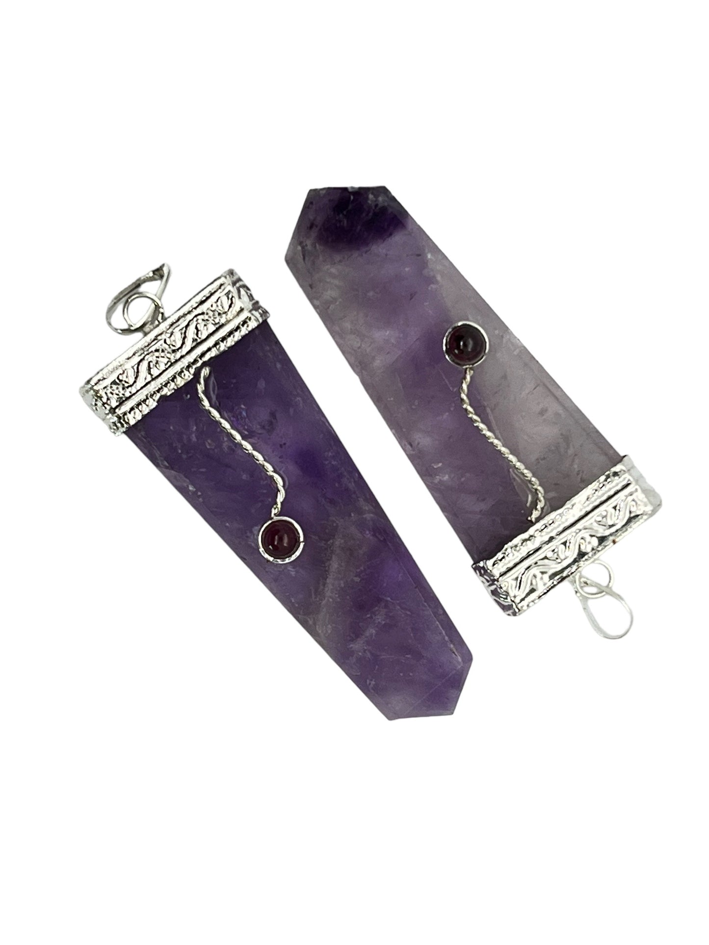 High Grade Gemstone Flat Pendant - Amethyst (12-Pack)