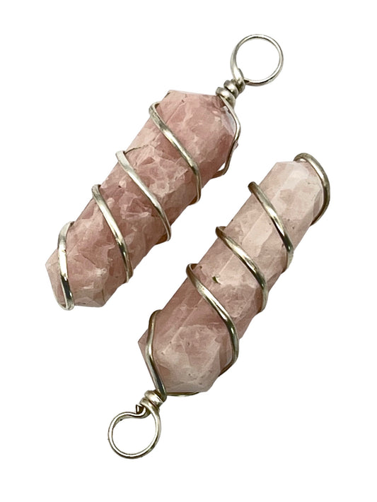 Wire Wrapped Pendant - Rose Quartz (12-Pack)