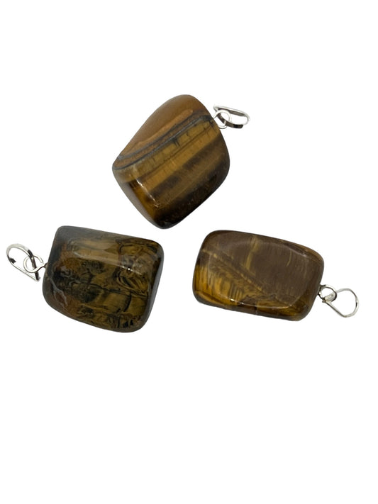 Tumble Stone Pendant - Tiger Eye (12-Pack)