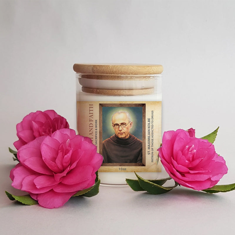 Strength & Faith Candle (St. Kolbe) - Angels & Saints