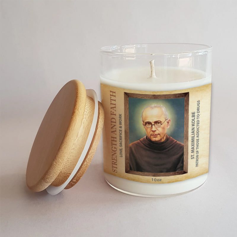Strength & Faith Candle (St. Kolbe) - Angels & Saints