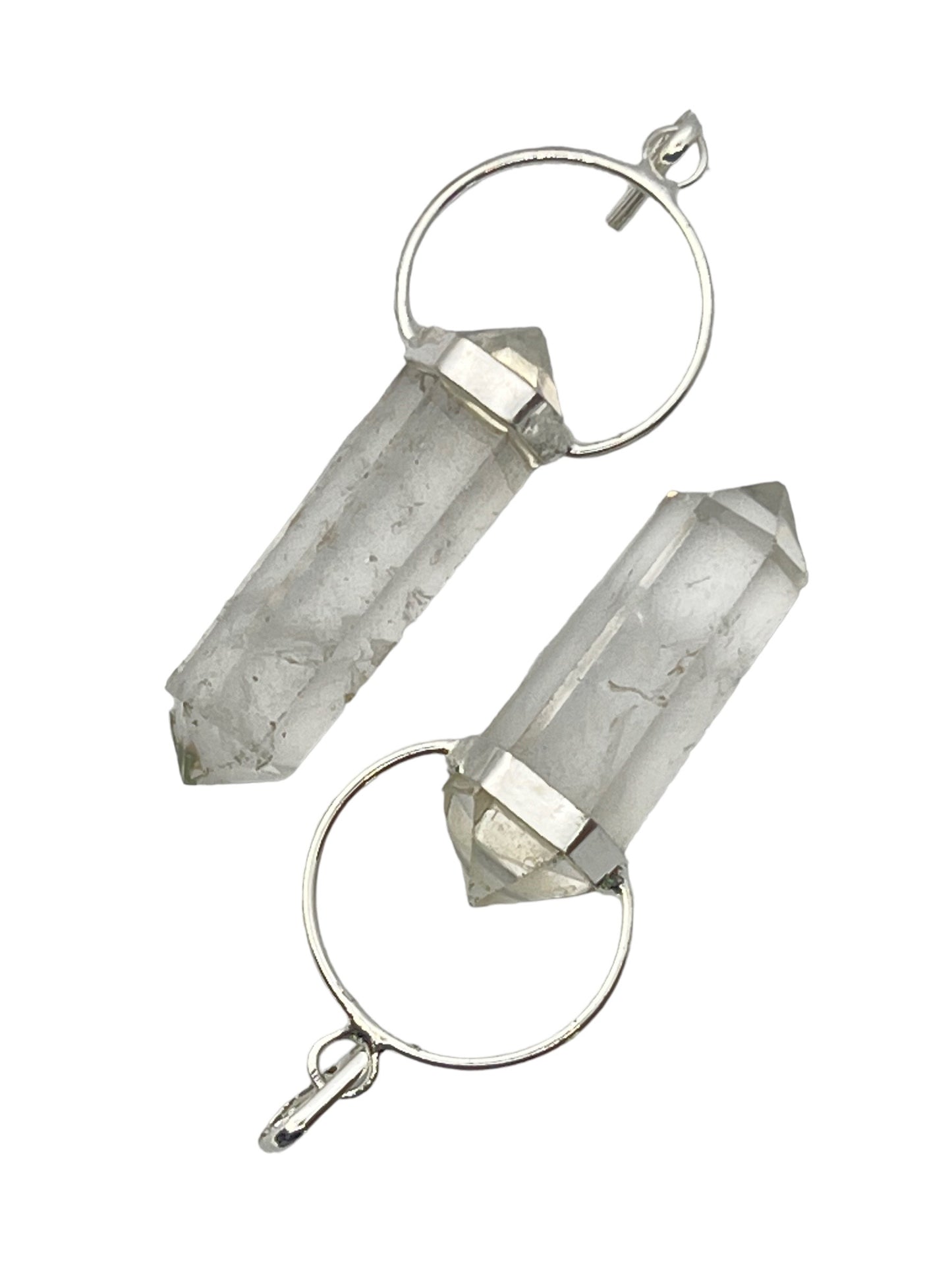 Gemstone Double Terminated Point Sloped Bow Pendant - Crystal Quartz (2-Pack)