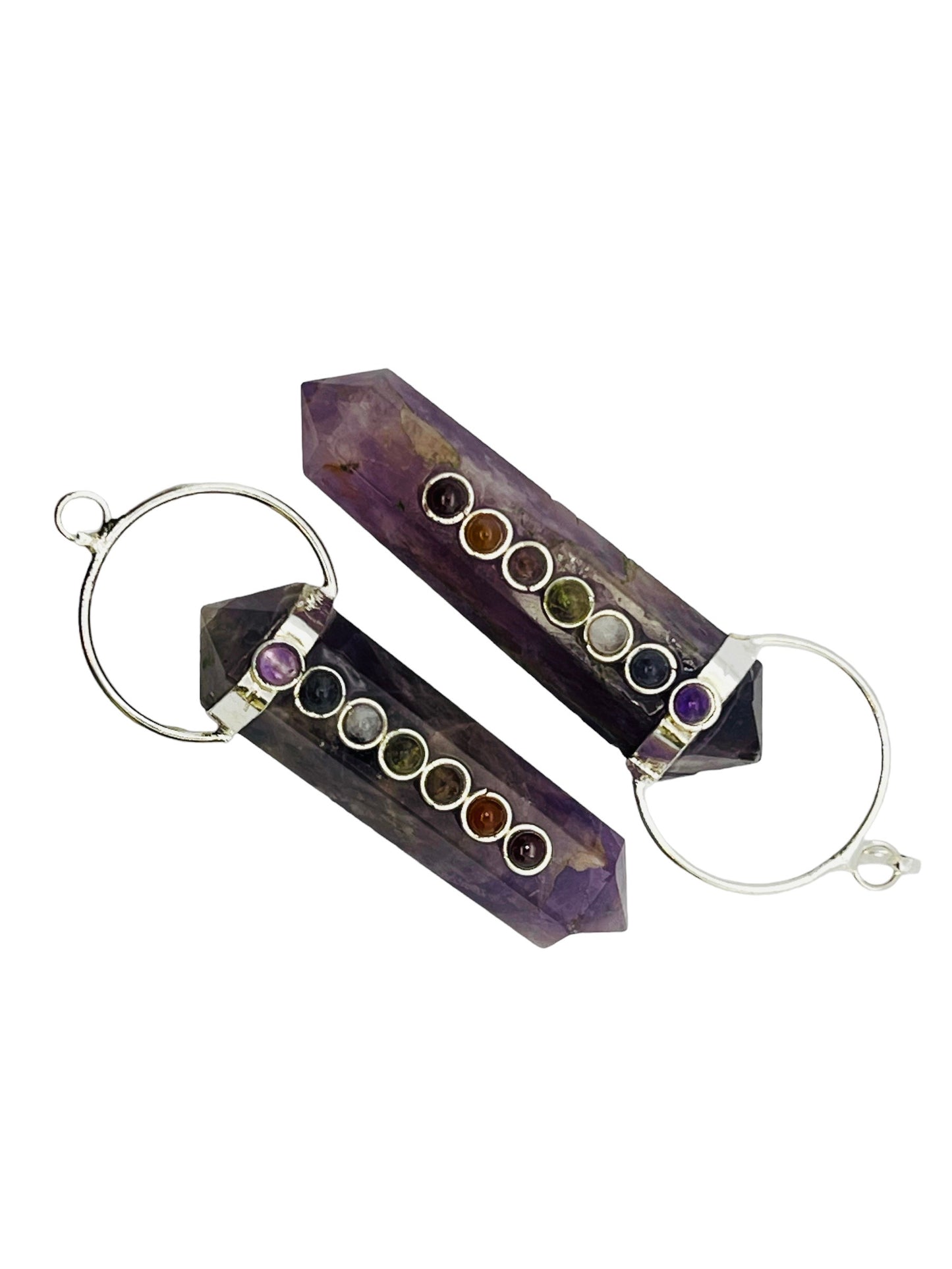Chakra Double Terminated Bow Pendant - Amethyst (2-Pack)