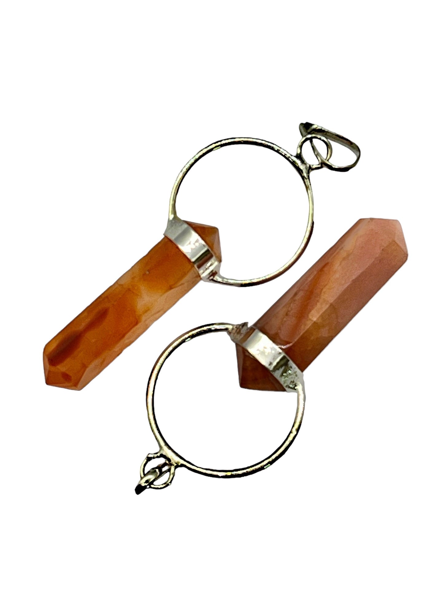 Gemstone Double Terminated Point Sloped Bow Pendant - Red Carnelian (2-Pack)