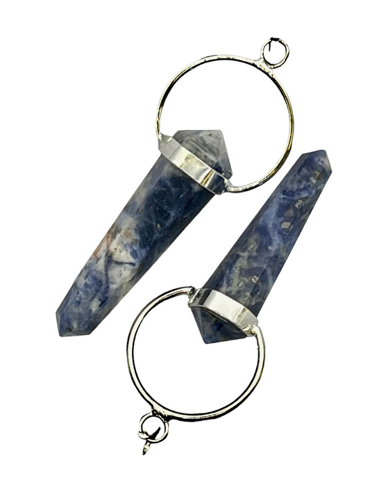 Gemstone Double Terminated Point Sloped Bow Pendant - Sodalite (2-Pack)