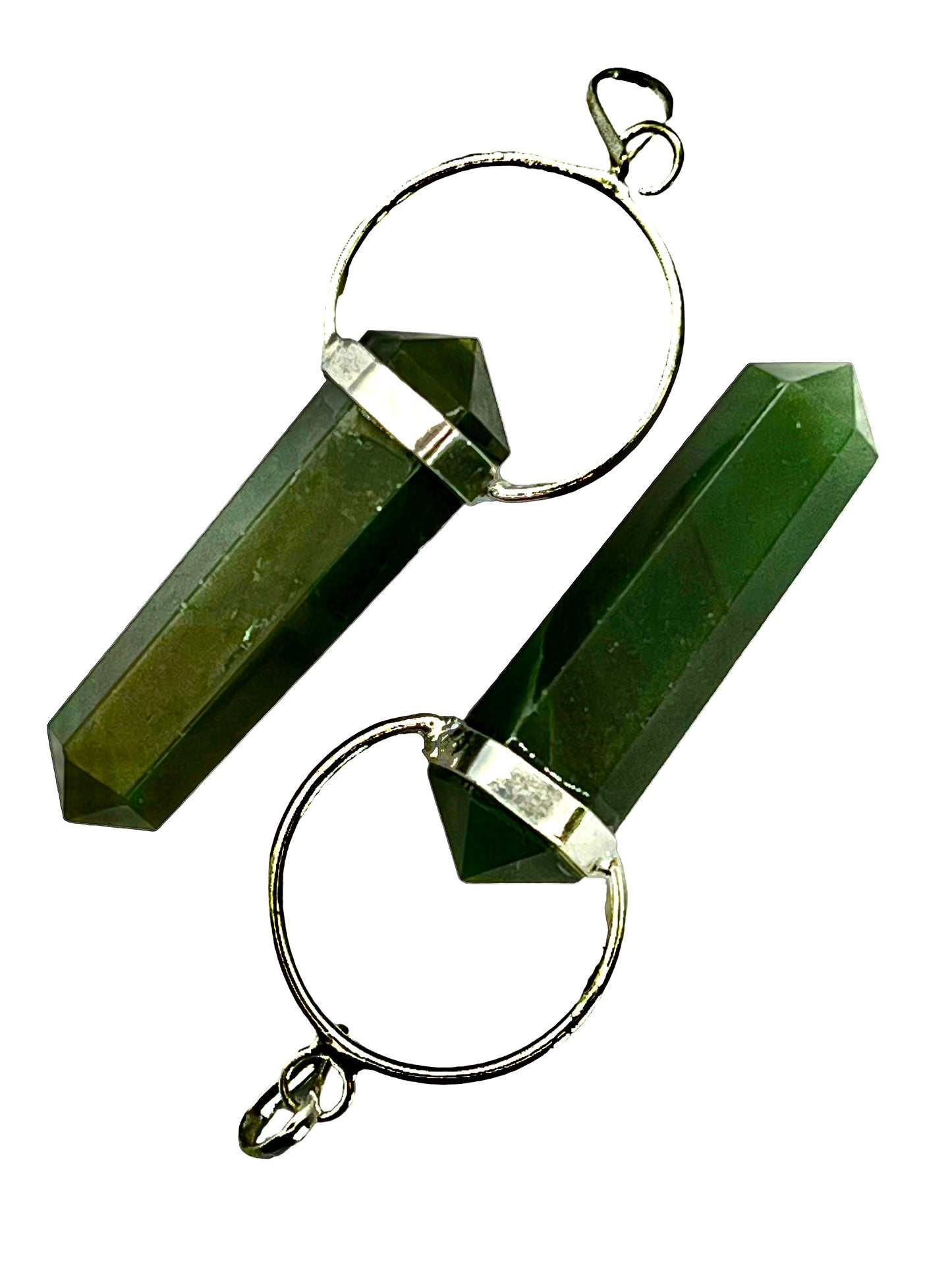 Gemstone Double Terminated Point Sloped Bow Pendant - Green Aventurine (2-Pack)