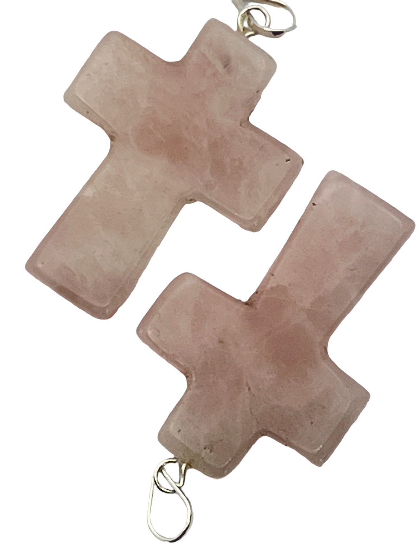 Gemstone Cross-Shaped Pendant - Rose Quartz (2-Pack)