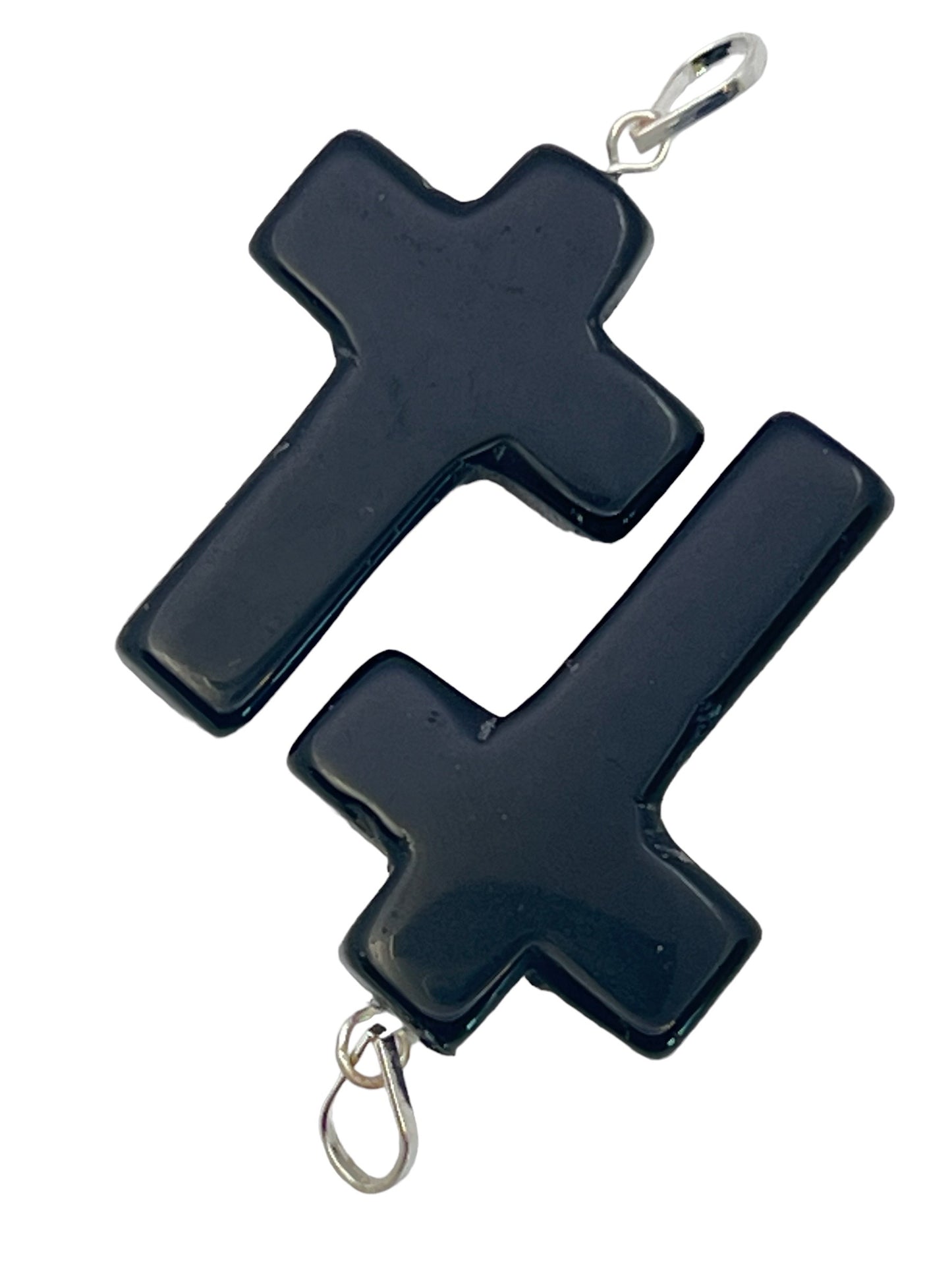 Gemstone Cross-Shaped Pendant - Black Obsidian (2-Pack)