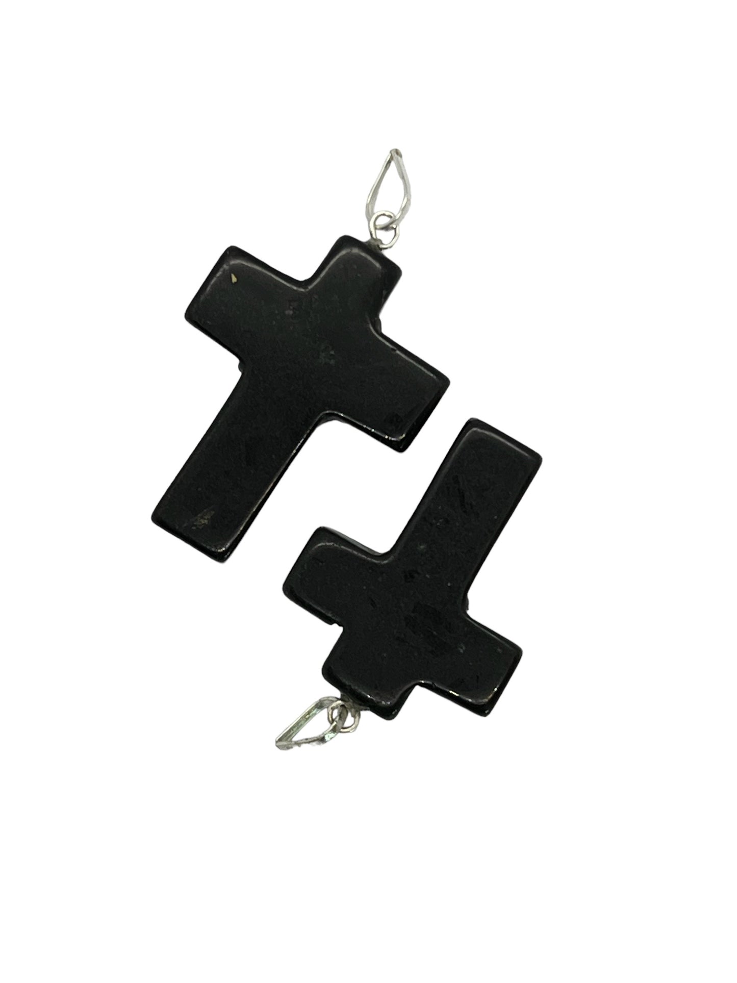 Gemstone Cross-Shaped Pendant - Black Tourmaline (2-Pack)