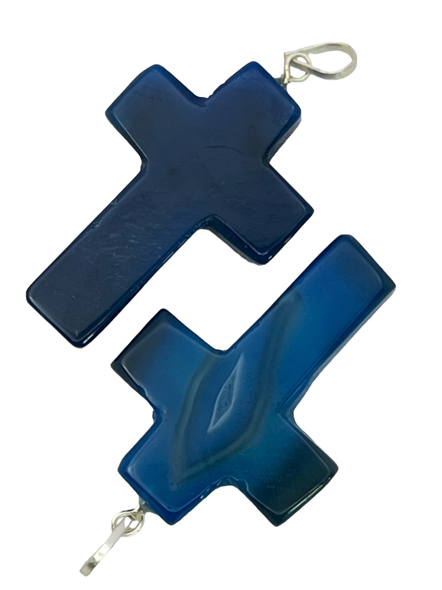 Gemstone Cross-Shaped Pendant - Blue Onyx (2-Pack)