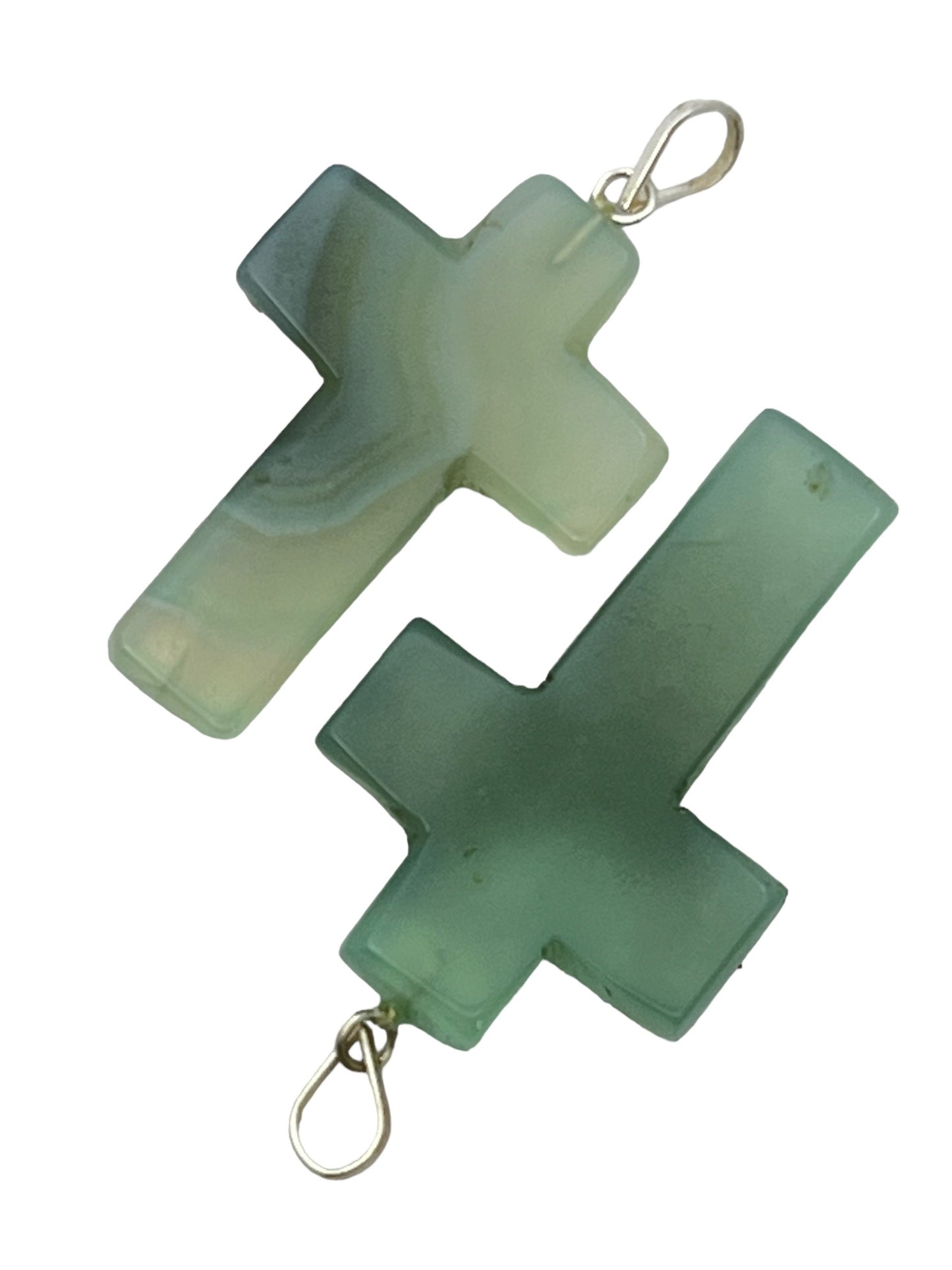 Gemstone Cross-Shaped Pendant - Aqua Onyx (2-Pack)