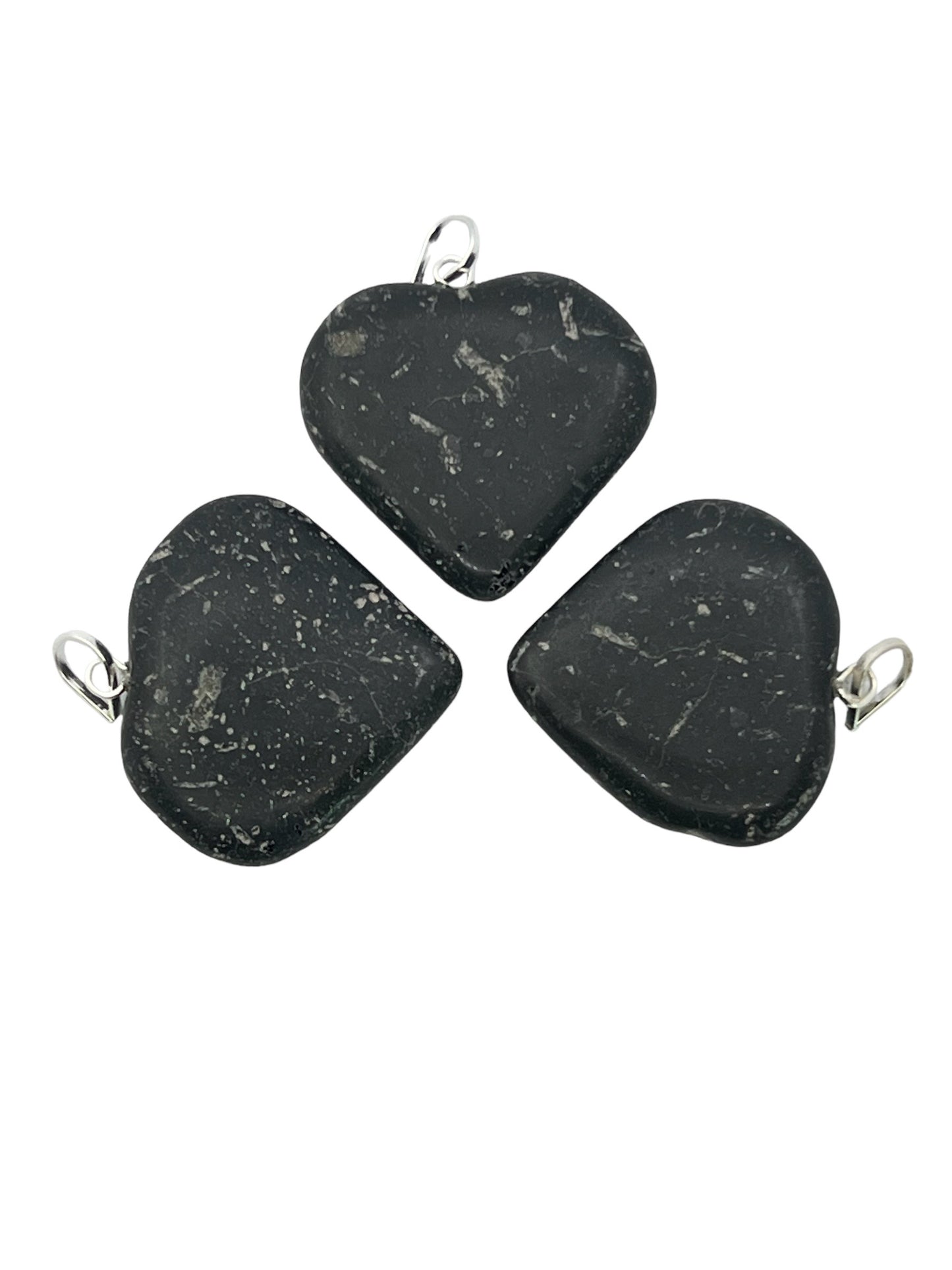 Puffy Heart-Shaped Pendant - Black Tourmaline (12-Pack)